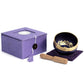 A purple box with intricate gold and purple design meditation crown chakra singing bowl