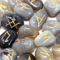 Grey & Brown Agate Stone Celtic Runes Set - Starlit Wisdom