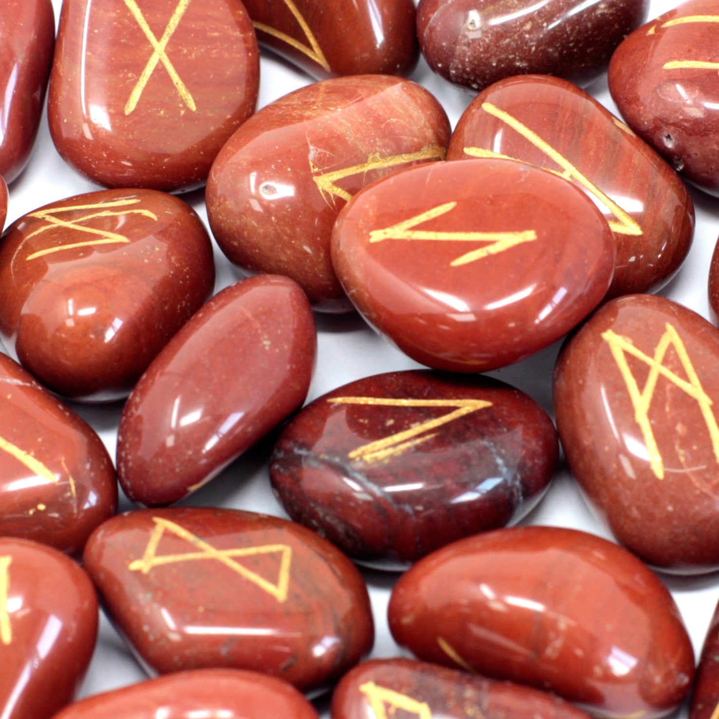 Red Jasper Stone Celtic Runes Set