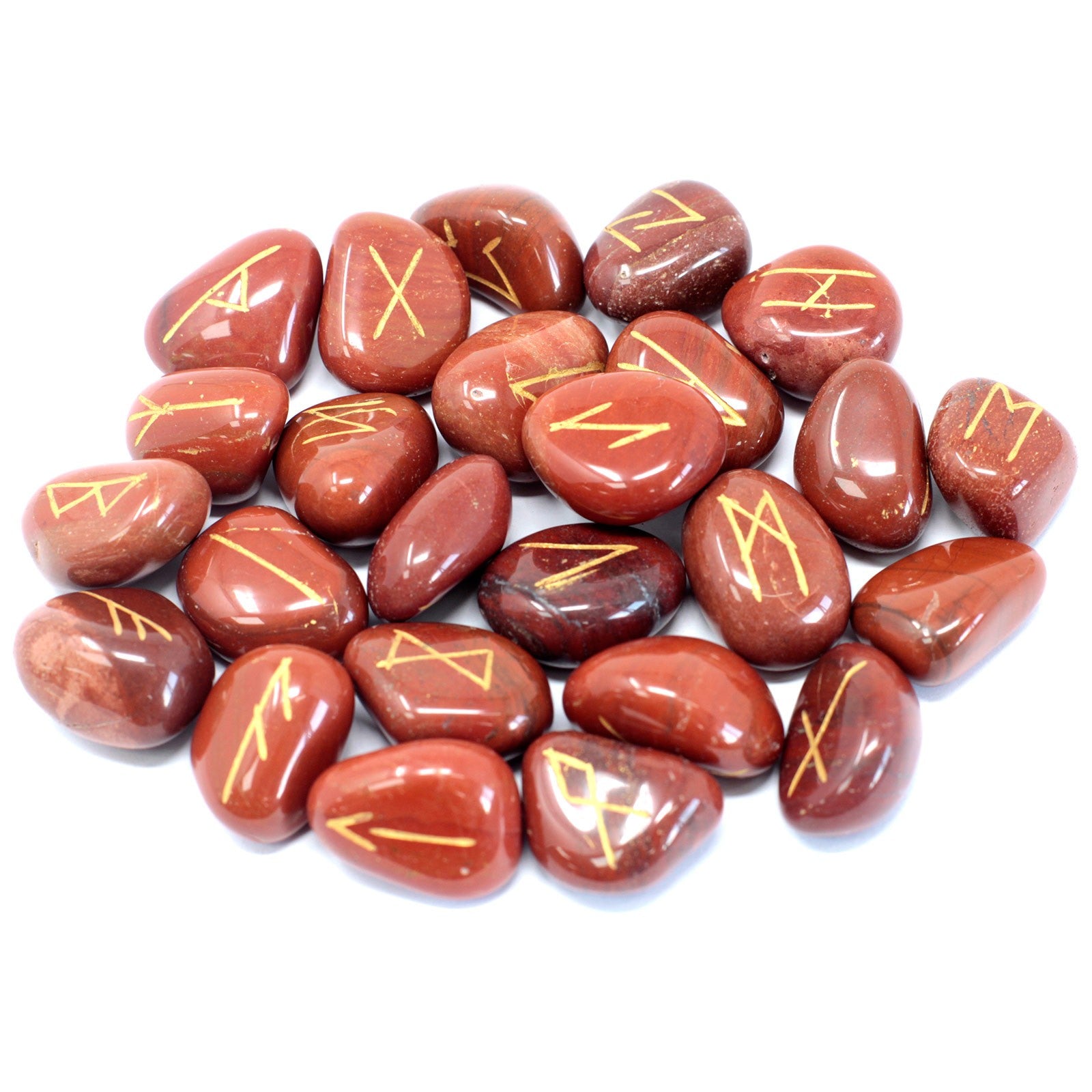 Red Jasper Stone Celtic Runes Set