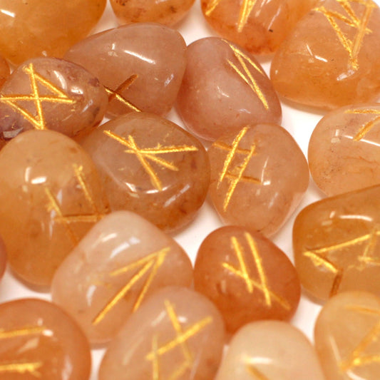 Yellow Aventurine Stone Runes Set in Pouch - Starlit Wisdom