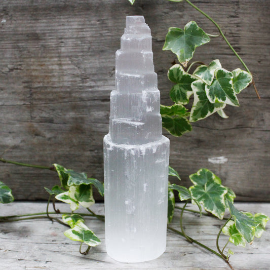 Natural Selenite Crystal Tower - 20 cm - Starlit Wisdom