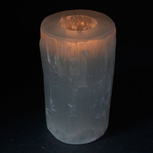 Selenite Cylinder Candle Holder - 15 cm - Starlit Wisdom