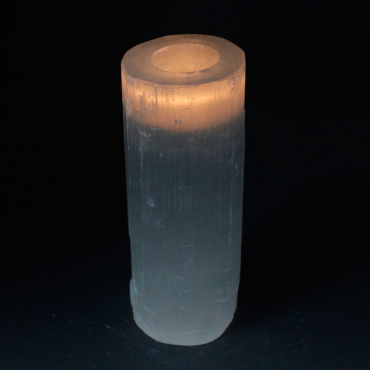 Selenite Candle Holder - Cylinder 20 cm - Starlit Wisdom