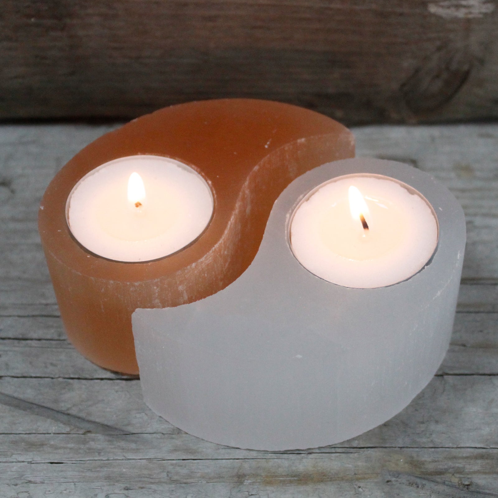 Selenite Candle Holder - Yin and Yang - Starlit Wisdom