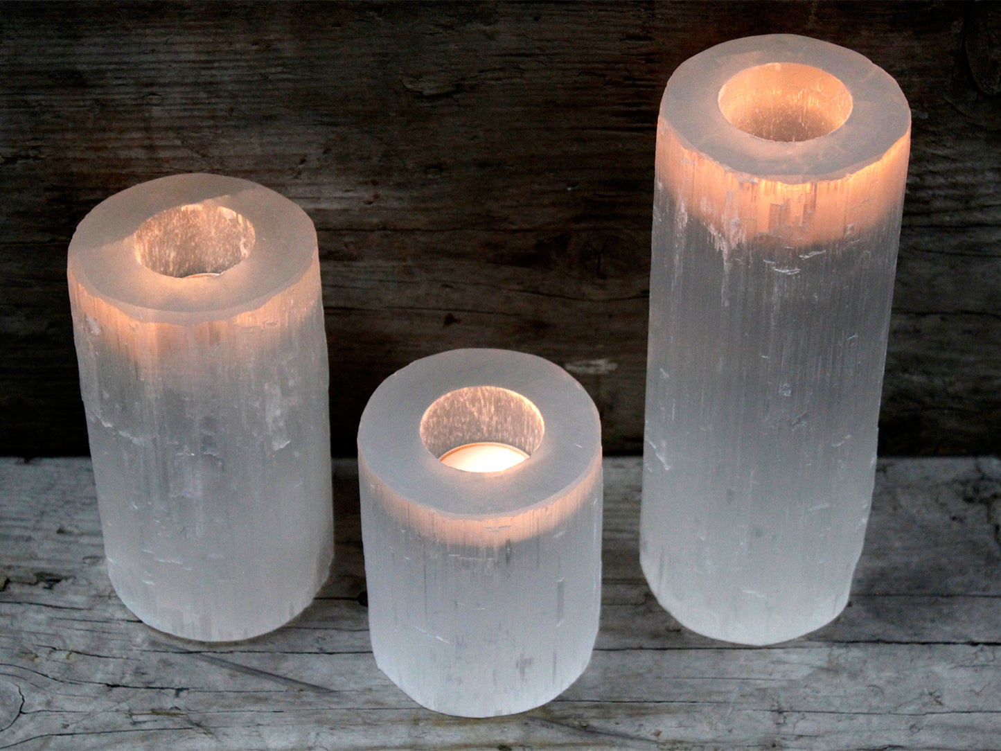 Selenite Cylinder Candle Holder - 10 cm - Starlit Wisdom