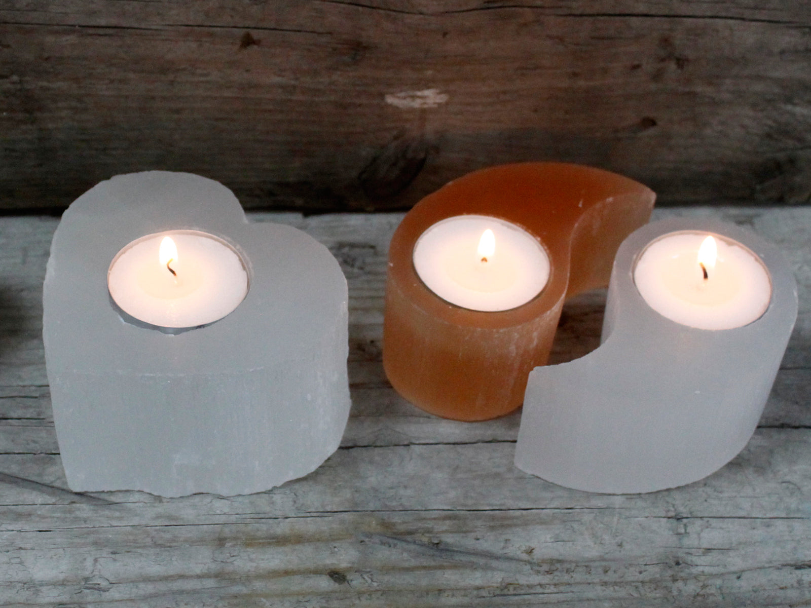 Selenite Candle Holder - Yin and Yang - Starlit Wisdom