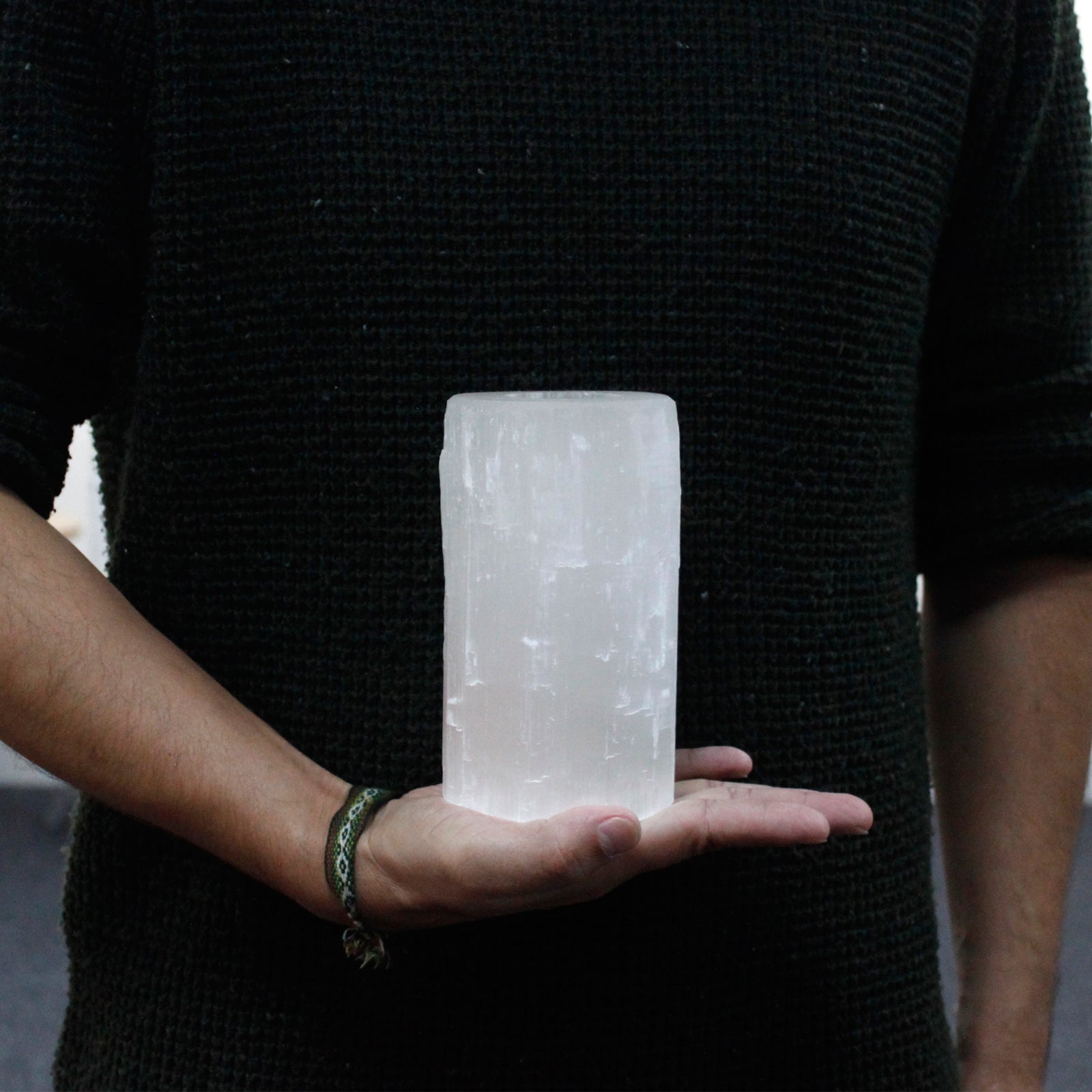 Selenite Cylinder Candle Holder - 15 cm - Starlit Wisdom