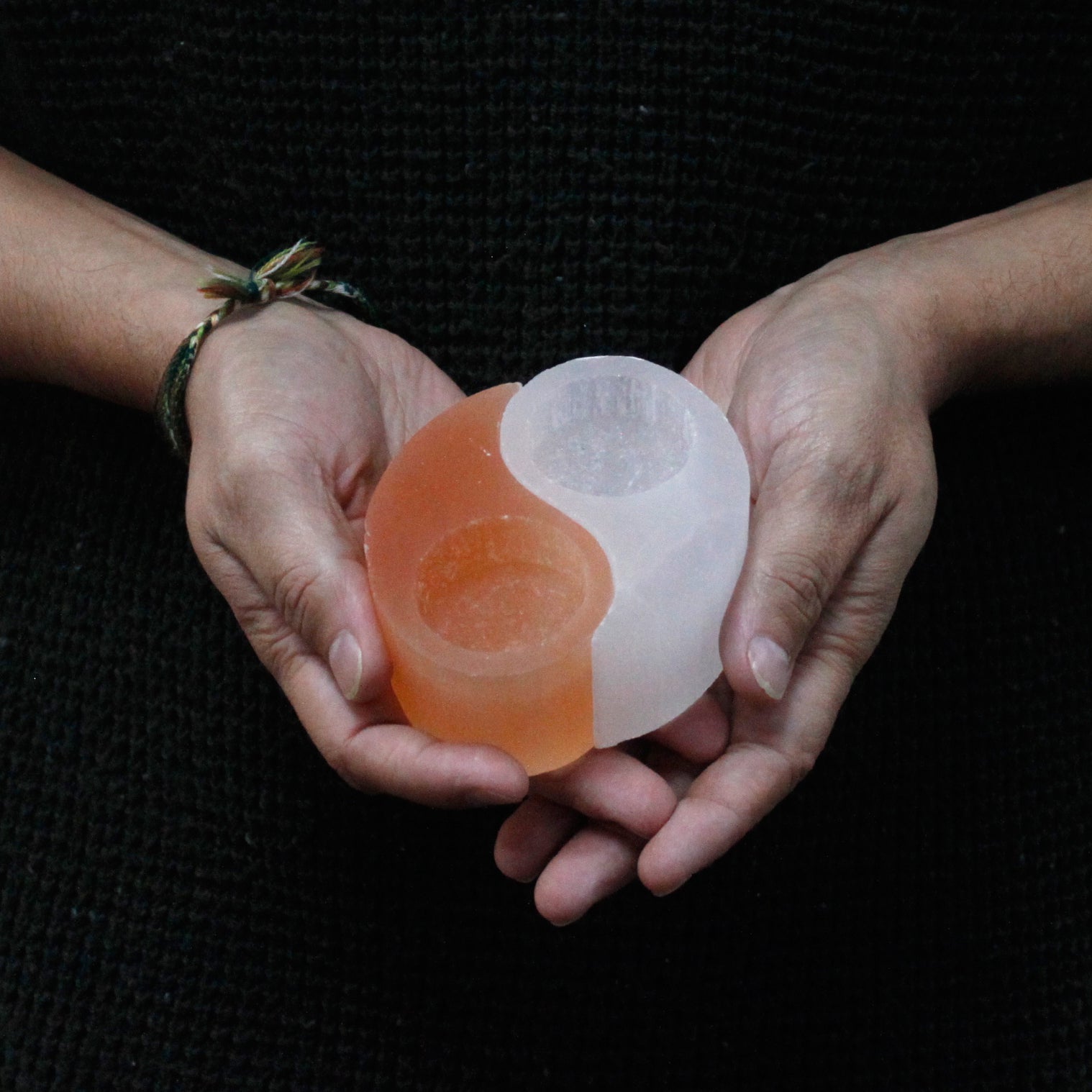 Selenite Candle Holder - Yin and Yang - Starlit Wisdom