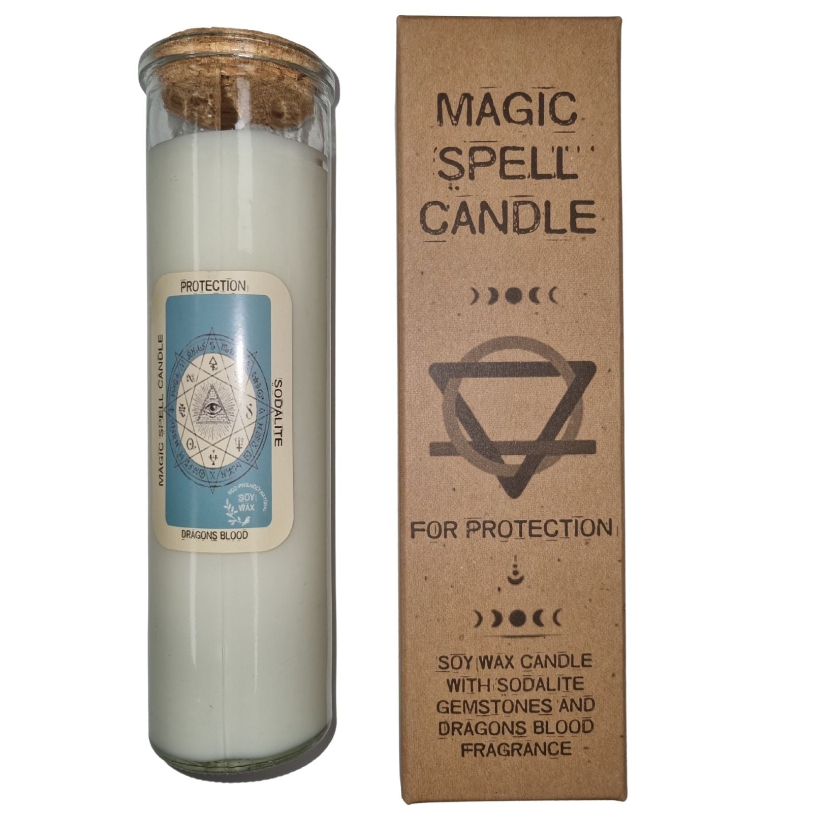 Protection Spell Candle with Sodalite Stones & Dragons Blood