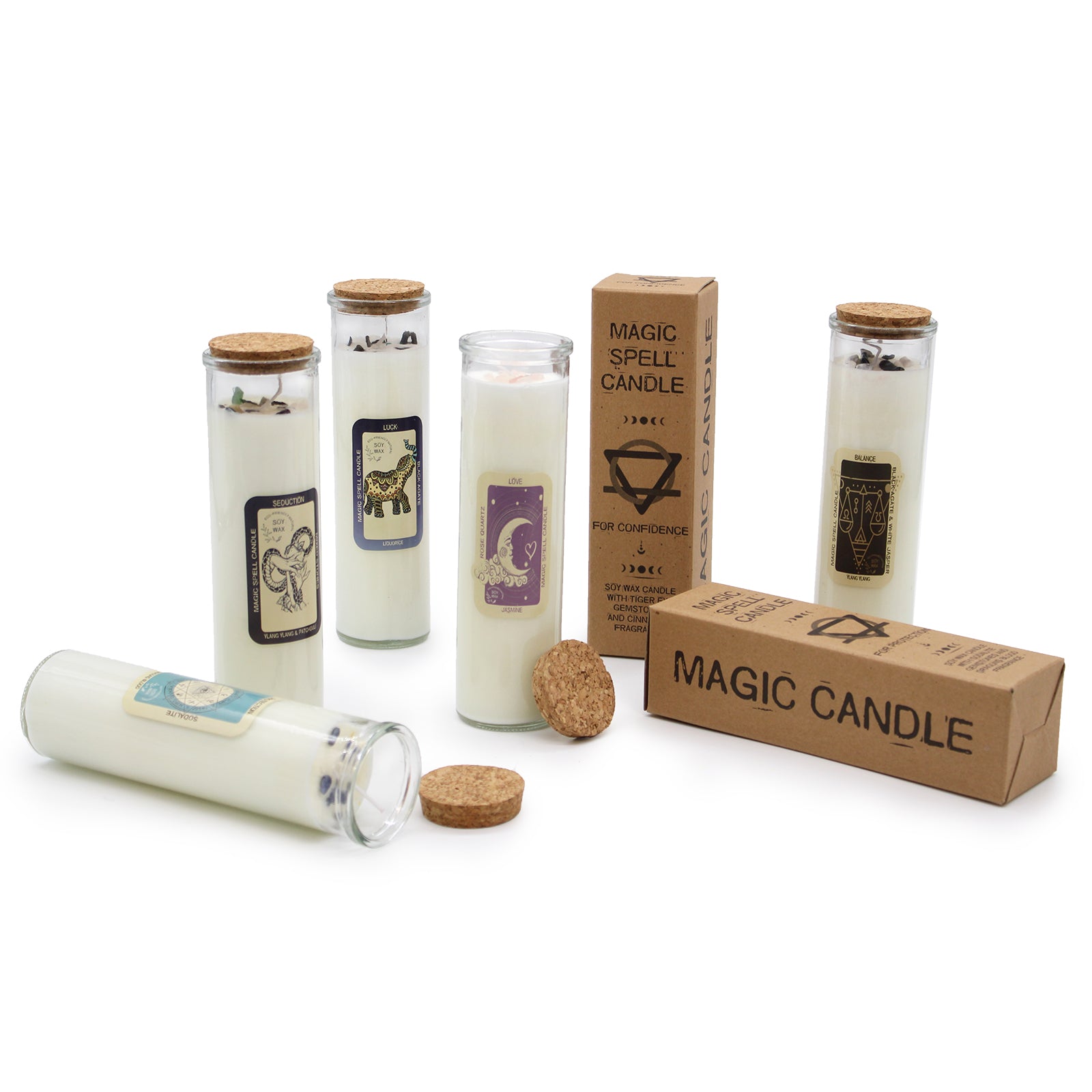 Luck Spell Candle with Black Agate Stones & Liquorice