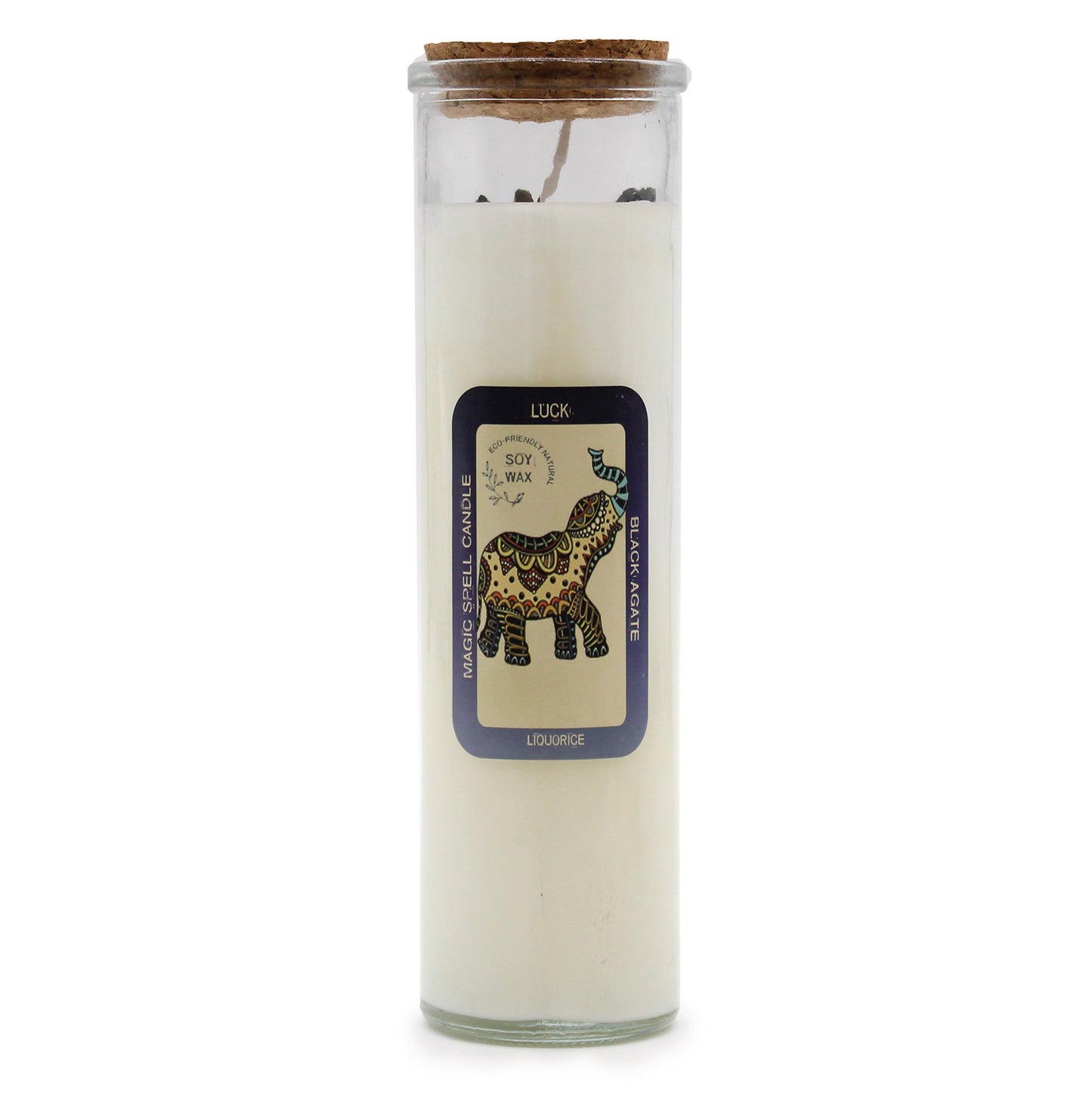 Luck Spell Candle with Black Agate Stones & Liquorice