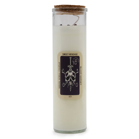 Sweet Revenge Spell Candle with Garnet Stones & Lily