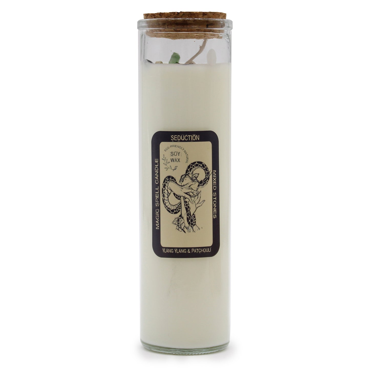 Seduction Spell Candle with Mixed Stones & Ylang Ylang & Patchuli scent