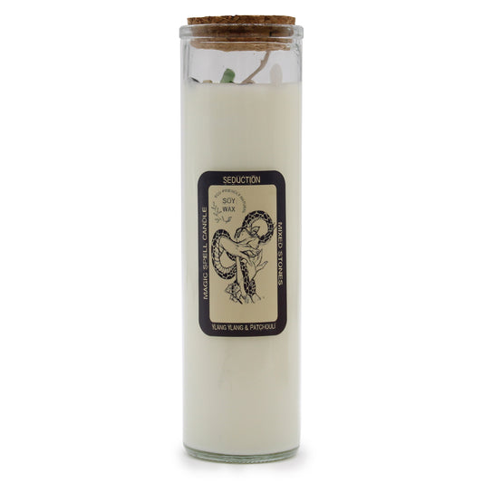 Seduction Spell Candle with Mixed Stones & Ylang Ylang & Patchuli scent