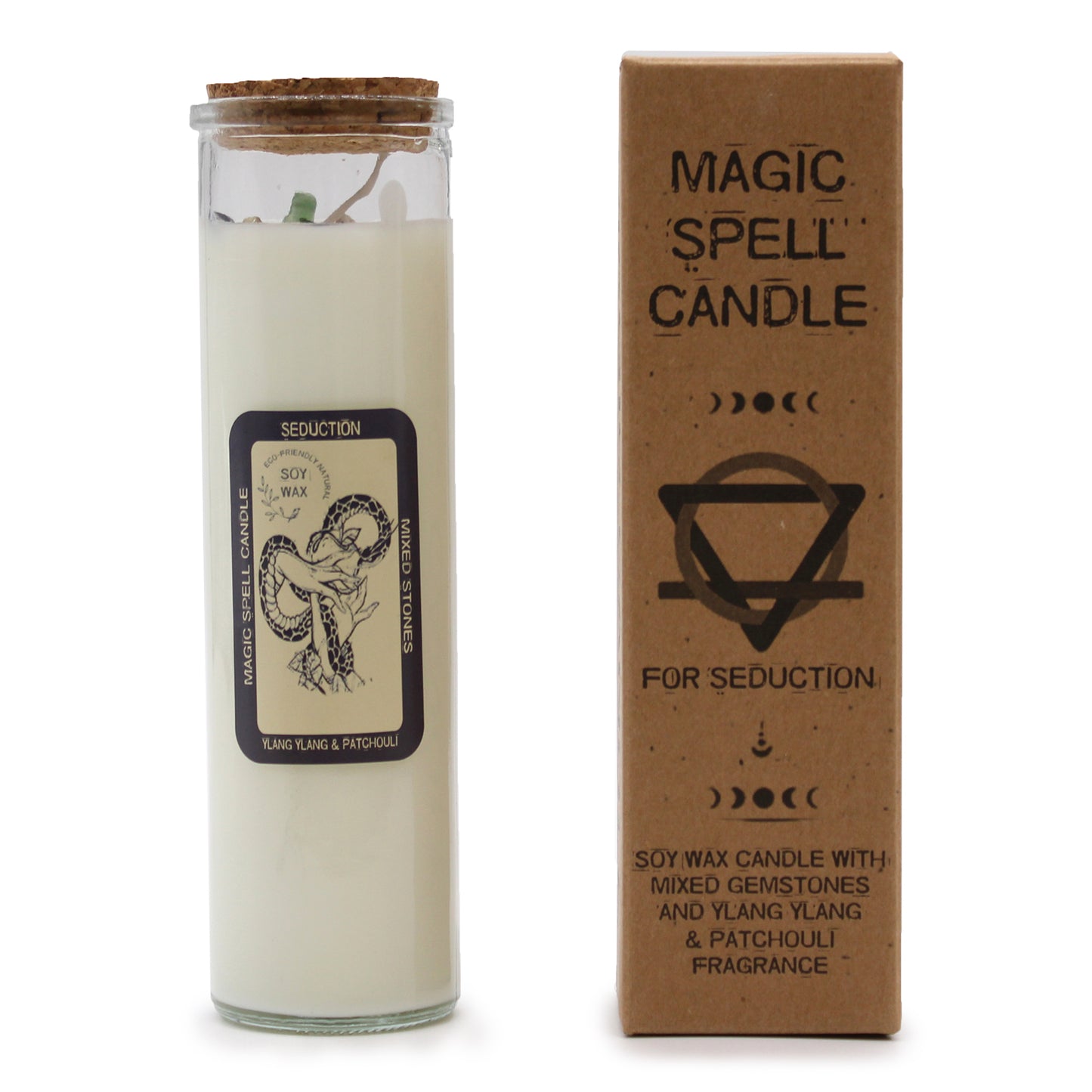 Seduction Spell Candle with Mixed Stones & Ylang Ylang & Patchuli scent