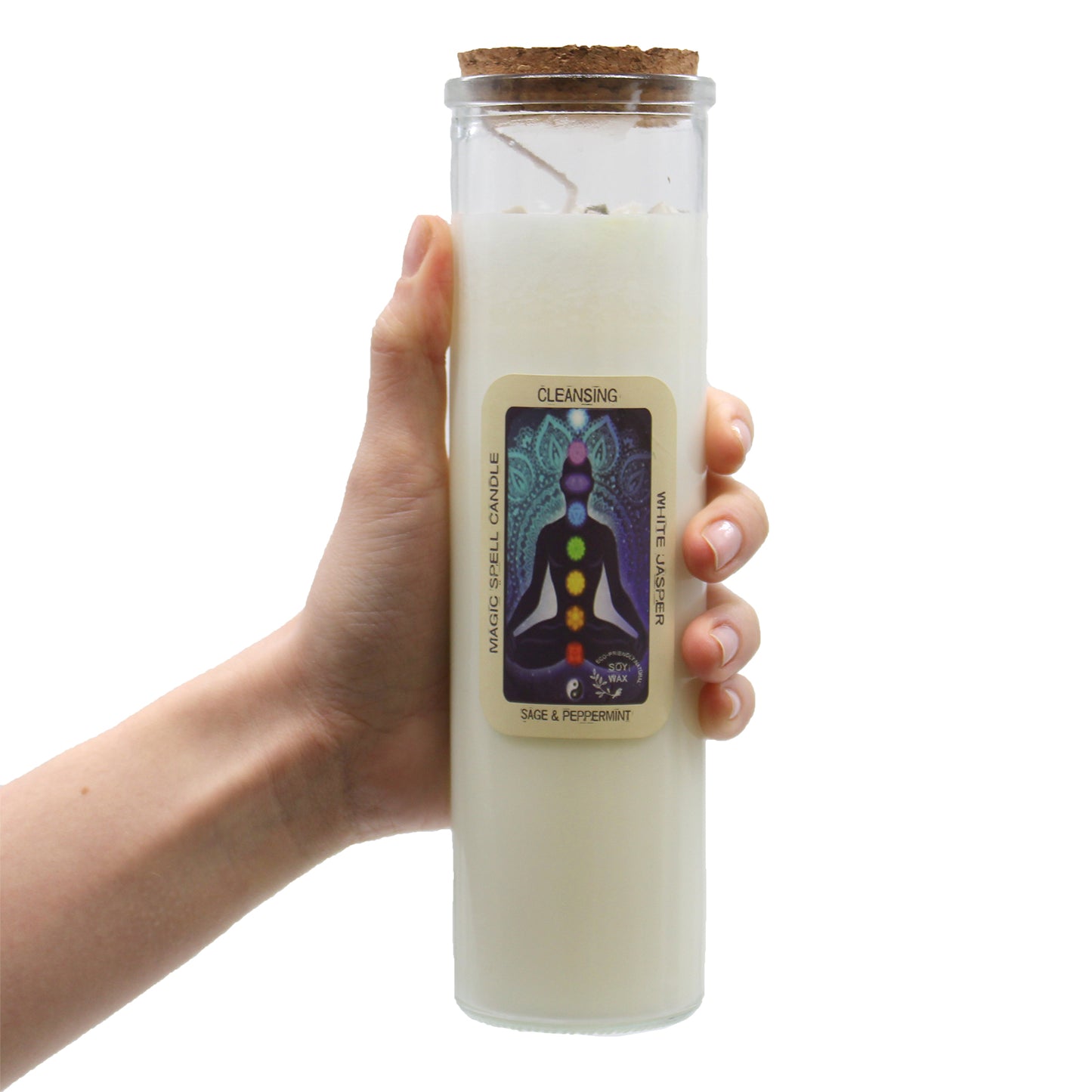 Luck Spell Candle with Black Agate Stones & Liquorice