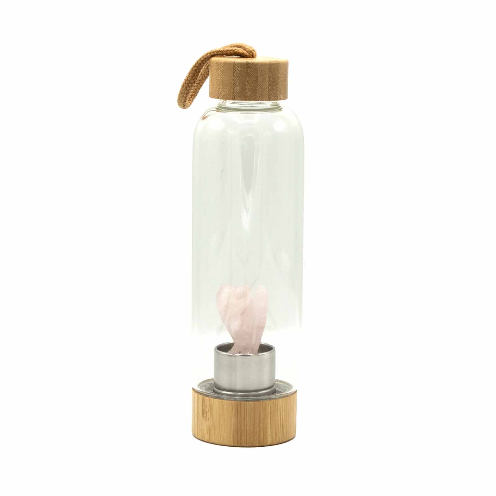 Rose quartz crystal water bottle