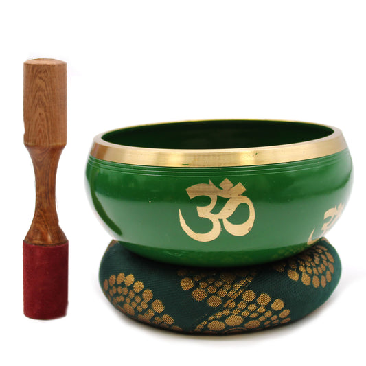 Tibetan OM symbol singing bowl set