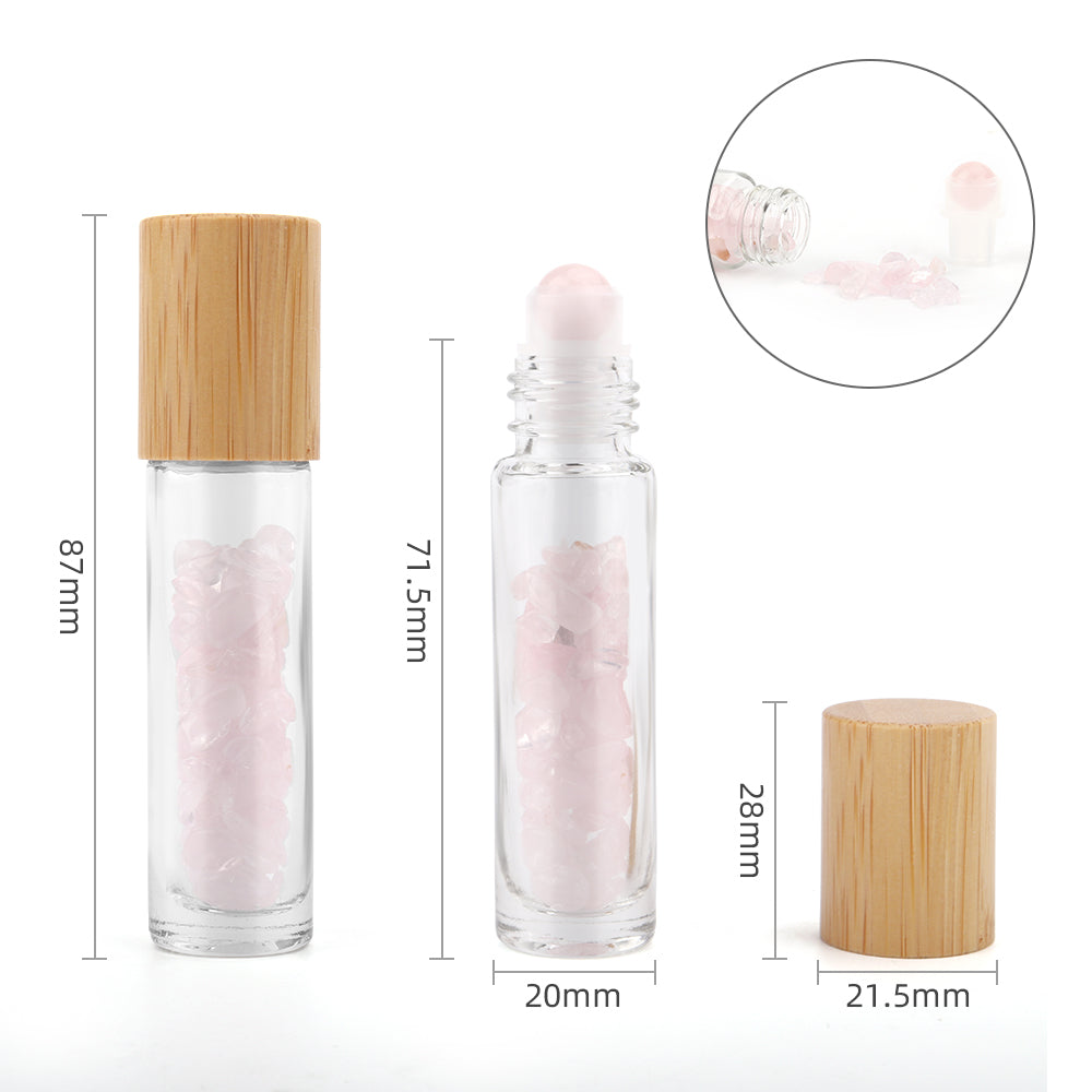 Gemstone Essential Oil Roller Bottle - Rose Quartz - Starlit Wisdom