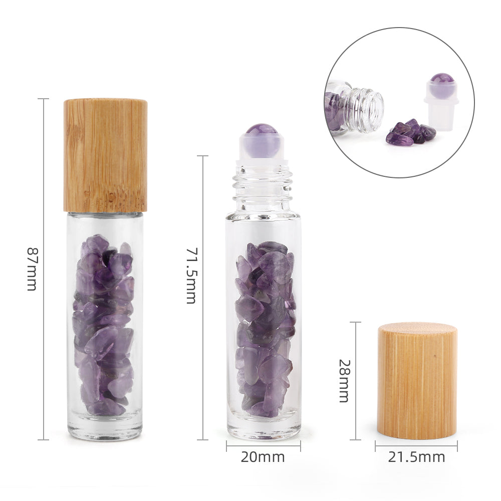 Gemstone Essential Oil Roller Bottle - Amethyst - Starlit Wisdom