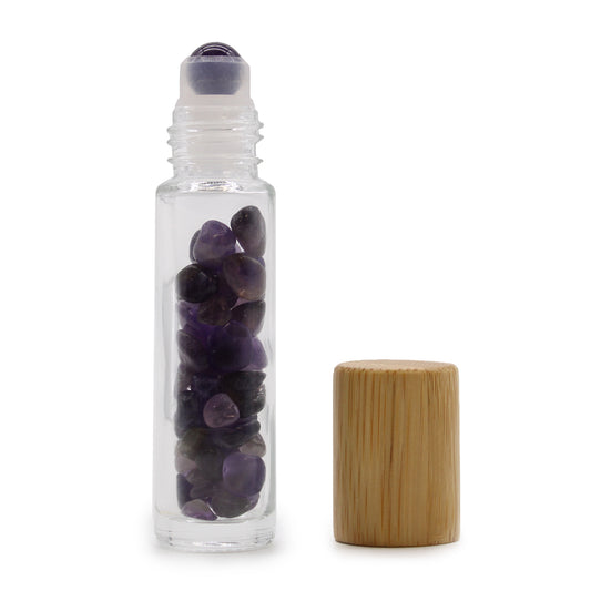 Gemstone Essential Oil Roller Bottle - Amethyst - Starlit Wisdom