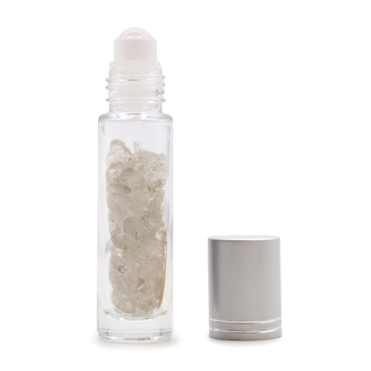 Gemstone Essential Oil Roller Bottle - Rock Quartz - Starlit Wisdom