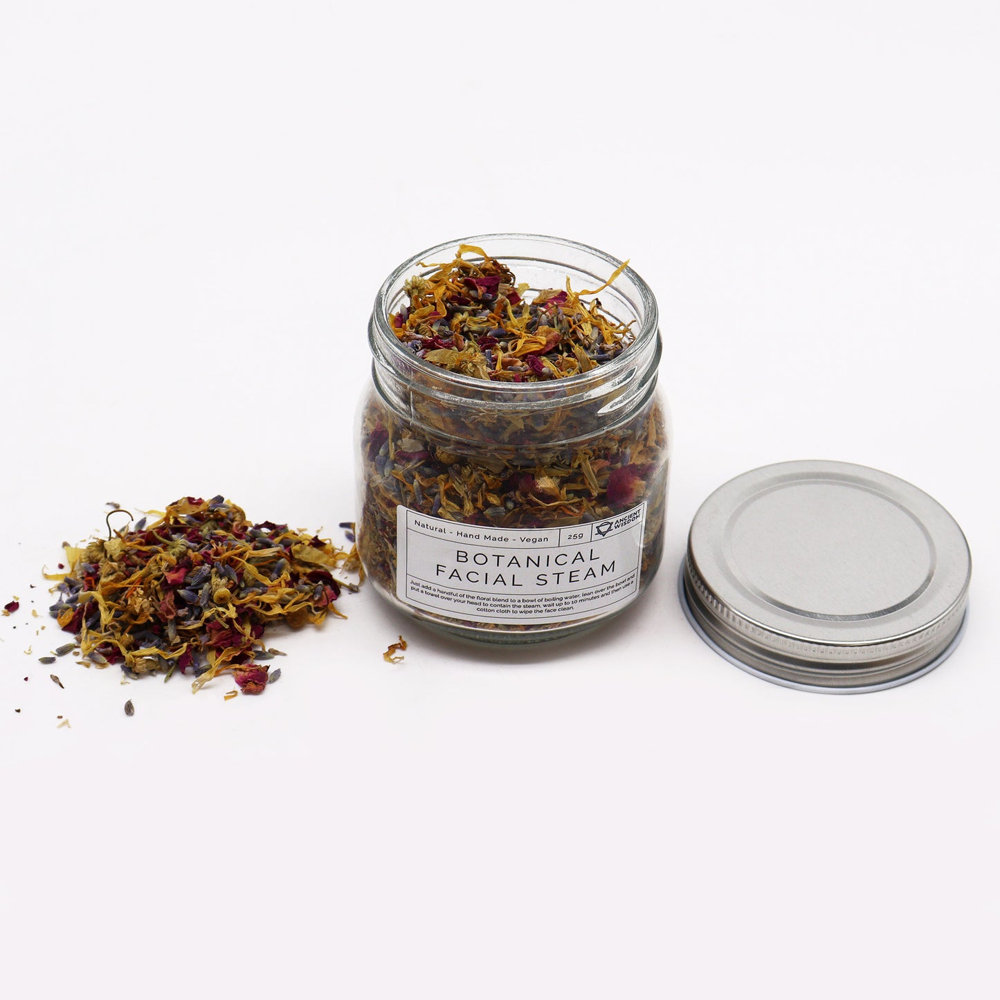 dried lavender, chamomile, rose, and calendula flower petals