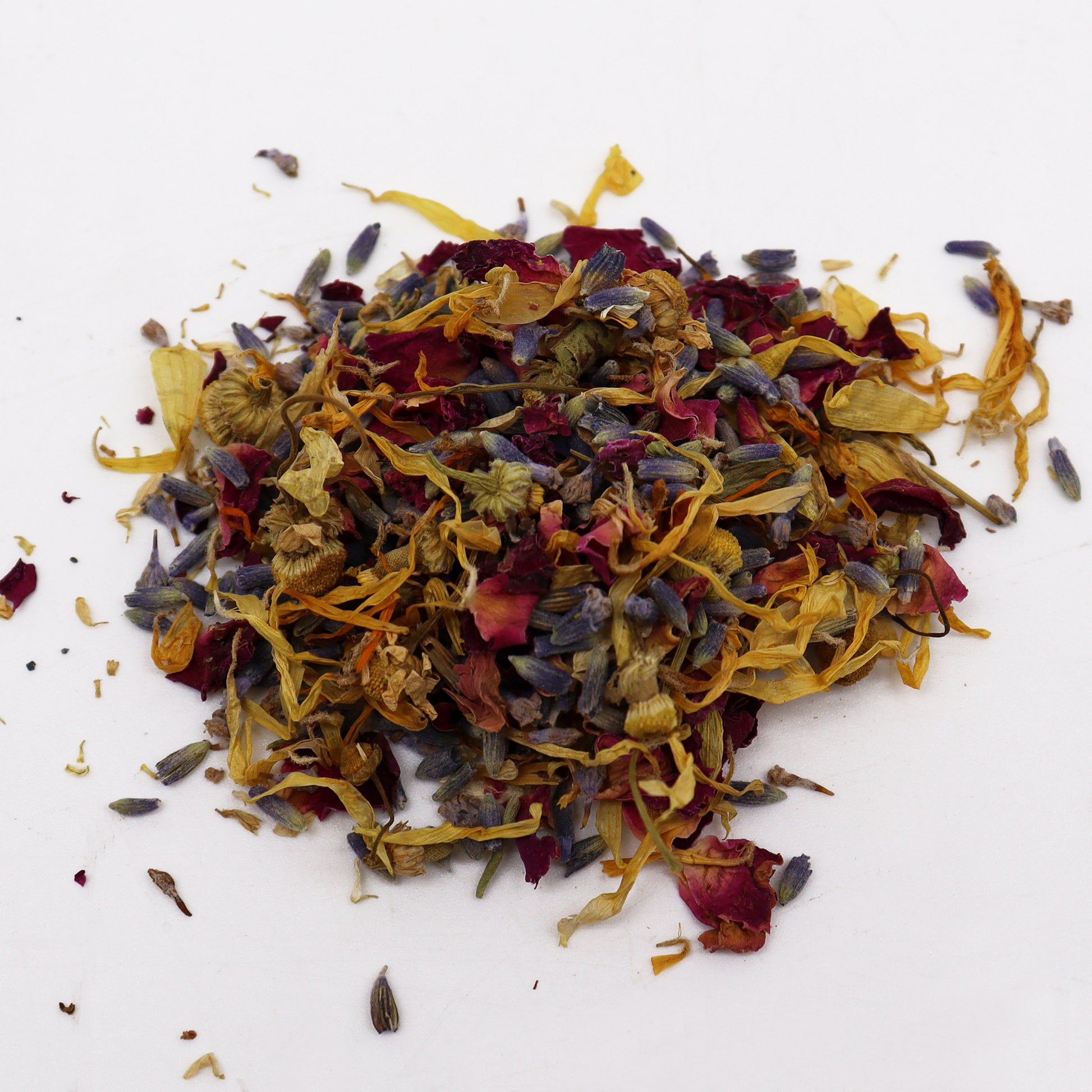 lavender, chamomile, rose, and calendula flower petals