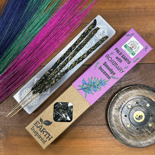 Earth Inspired Smudge Incense - Palo Santo and Rosemary Sticks - Starlit Wisdom