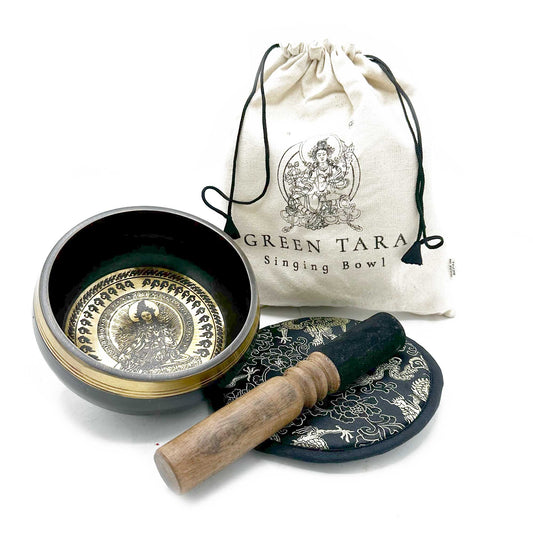 Green Tara Tibetan singing bowl set