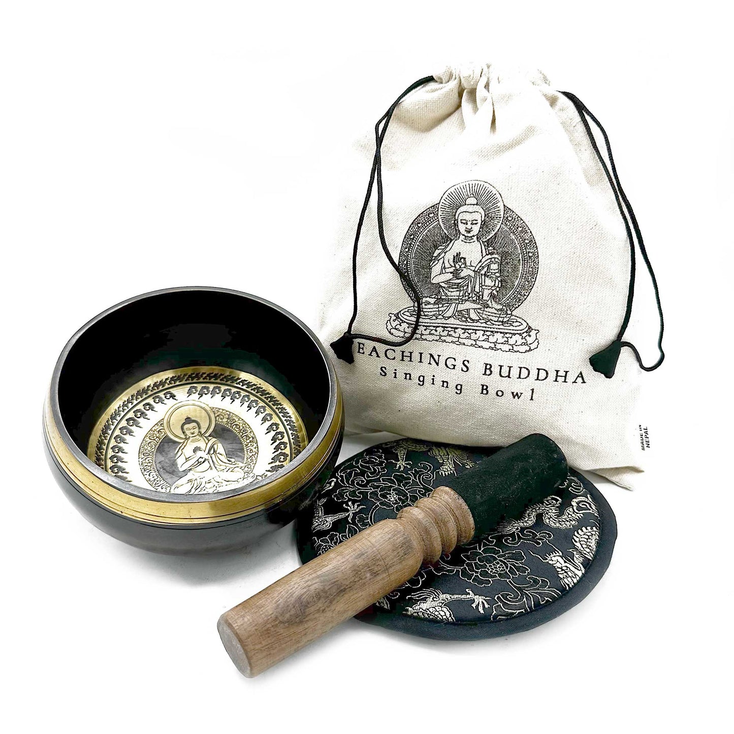 Engraved Buddha Tibetan Singing bowl set