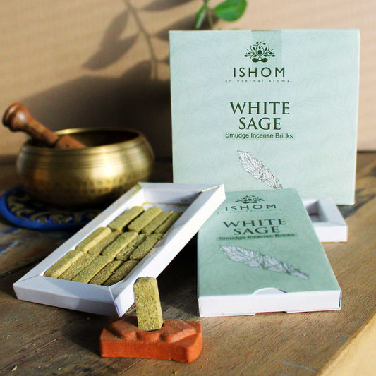 Pack of 15 Natural Incense Smudge Bricks and Burner - White Sage - Starlit Wisdom