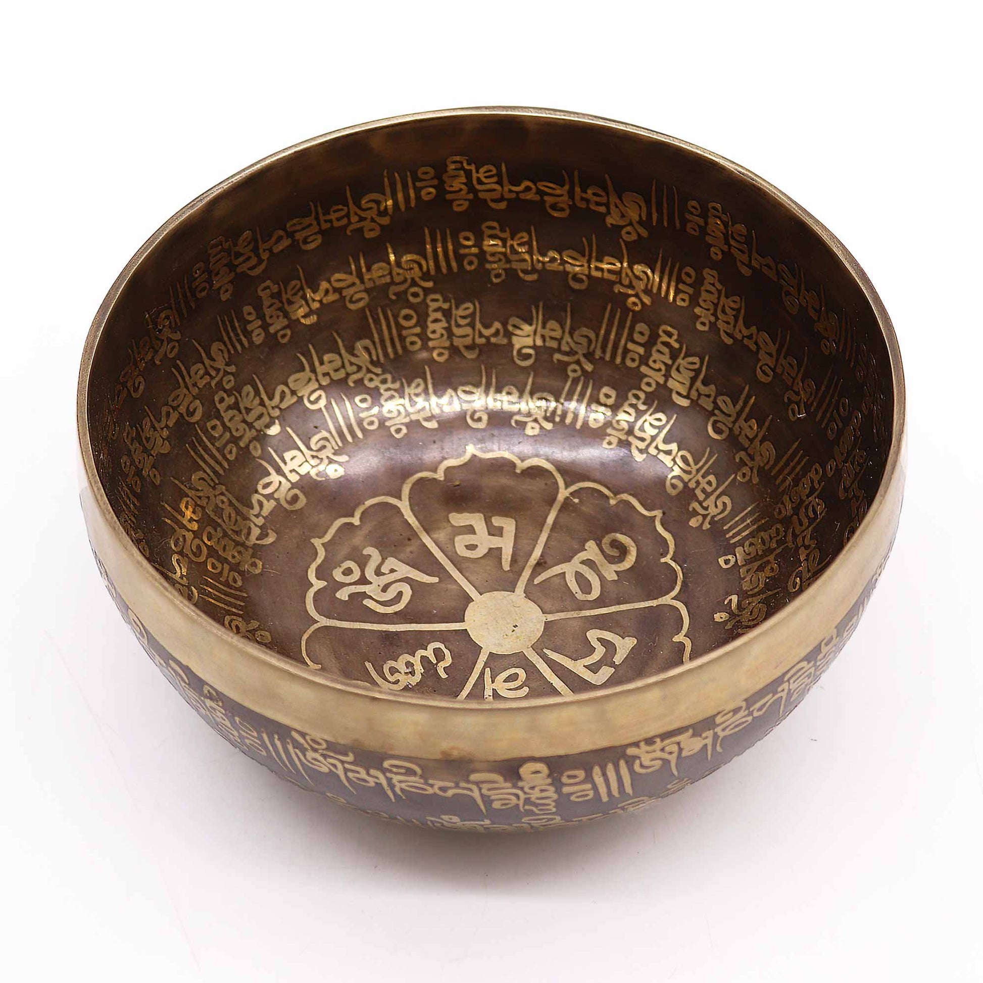 Tibetan singing bowl engraved with mantras