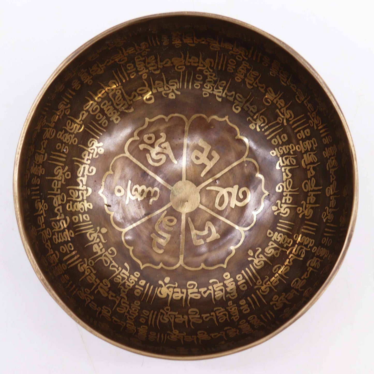 Tibetan singing bowl engraved with mantras